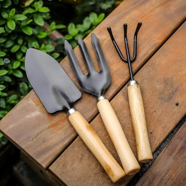 Gardening Tools - Hand Cultivator, Small Trowel, Garden Fork (Set Of 3) for Home Gardening, Perfectly Sized for Kids, Ideal for Flower Pot and Lawn - Image 3