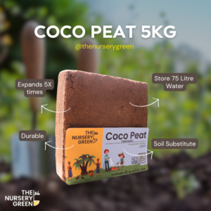The Nursery Green - Cocopeat Block - Coirpith Block 5 Kg. Organic Coco Peat Brick - 100% Natural Coconut Coir for Gardening, Potting Mix, Hydroponics.