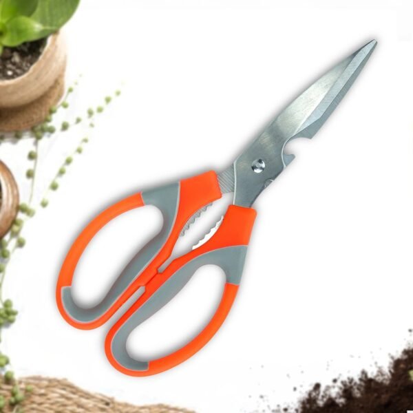 Gardening and Household Scissors - 1 PC (Stainless-steel) | Ergonomic Handle | Comfort Grip | Durable Blades | Multipurpose Kitchen, Fabric, Crafts and Garden Scissors - Image 2